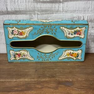 Vintage Baret Ware Blue/ Floral Tissue Dispenser